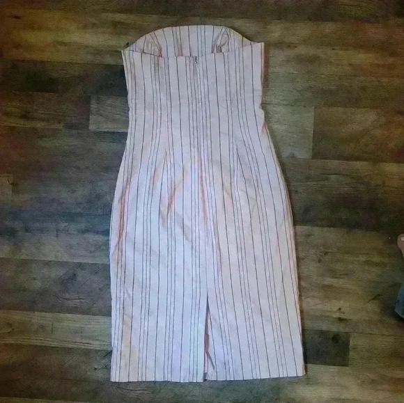Express Y2K Pink & Black Pinstripe Strapless Bodycon Dress Size 3/4 - Picture 4 of 7